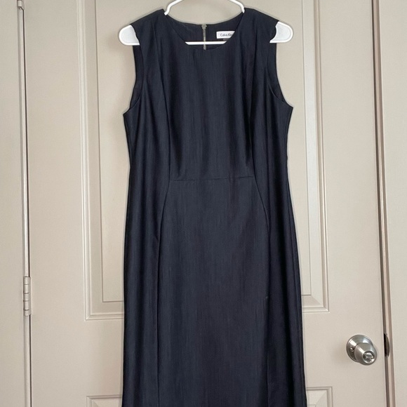 Calvin Klein Size 12 satin navy blue dress - Picture 1 of 1